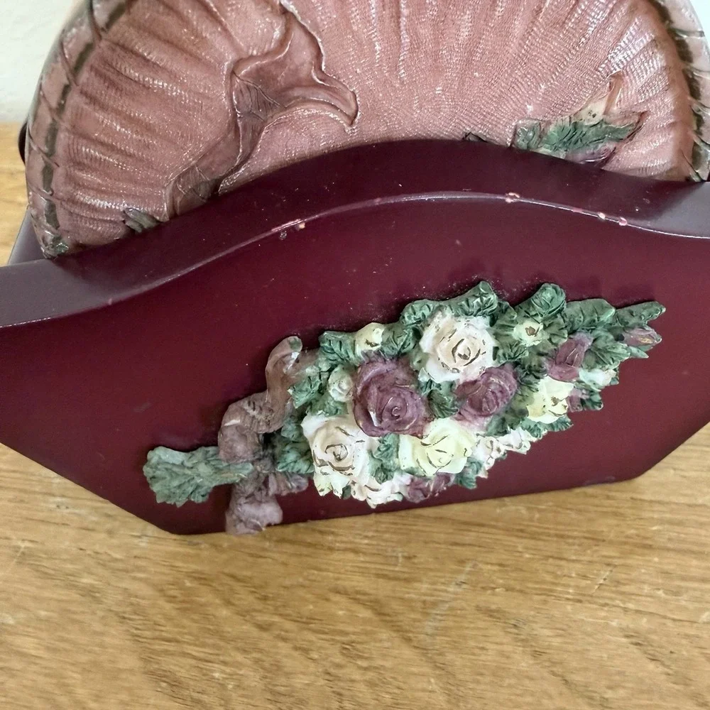 Vintage 3D Rose Bouquet‎ Coaster Set with Matching Holder
